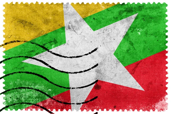 Barma vlajka - staré poštovní známka — Stock fotografie