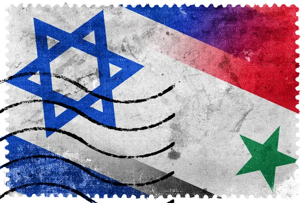 Izrael a Sýrie vlajky - staré poštovní známka — Stock fotografie
