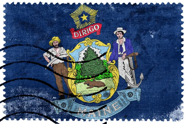 Maine State flagga - gamla frimärke — Stockfoto