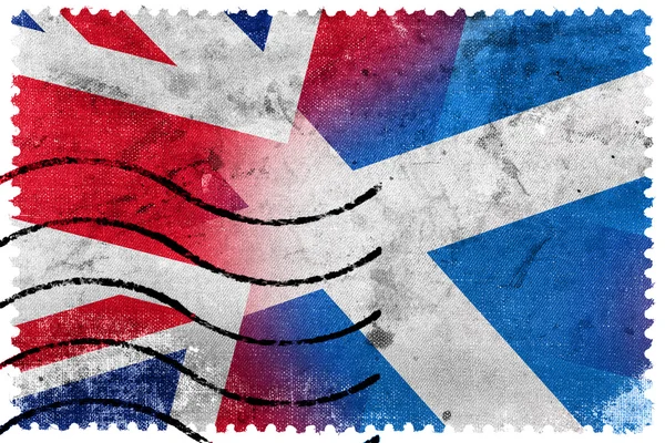 Escocia y Reino Unido Bandera - sello postal antiguo — Foto de Stock