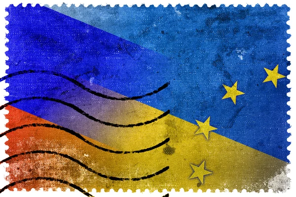 Ukraine, UE et Russie Drapeau - timbre-poste ancien — Photo