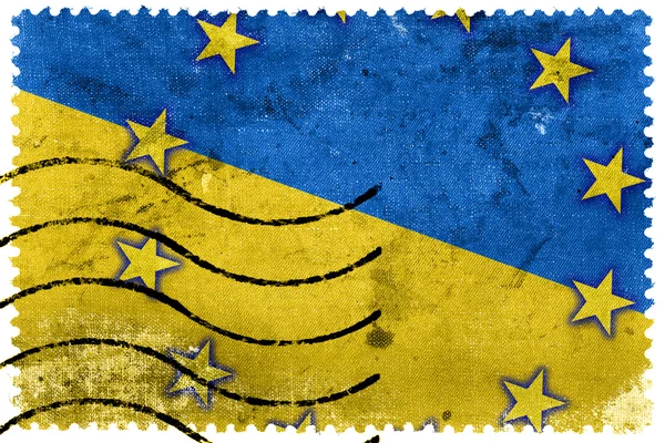 Україна і ЄС прапор - старий поштова марка — стокове фото