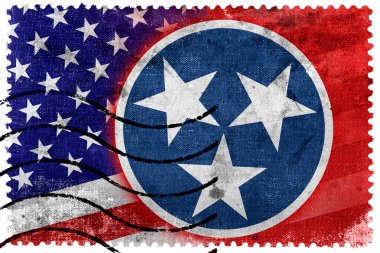 ABD ve Tennessee Devlet bayrağı - eski posta pulu