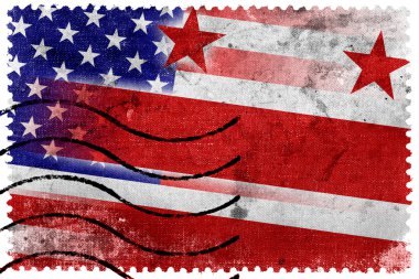 ABD ve Washington Dc bayrak - eski posta pulu