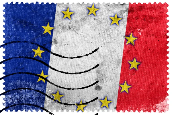 Francie a vlajka Evropské unie - staré poštovní známka — Stock fotografie