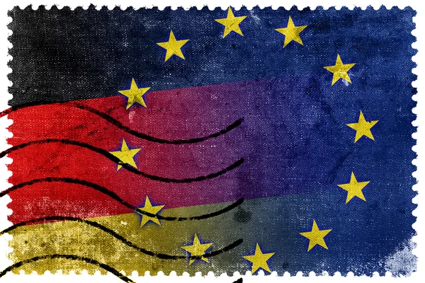 Duitsland en Europese Unie Flag - oude postzegel — Stockfoto