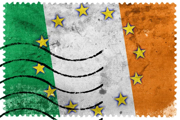 Ireland and European Union Flag - old postage stamp — Stock Photo, Image