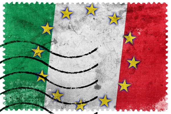Italië en de vlag van de Europese Unie - oude postzegel — Stockfoto