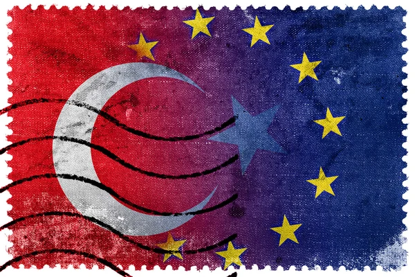 Turkije en de Europese Unie Flag - oude postzegel — Stockfoto