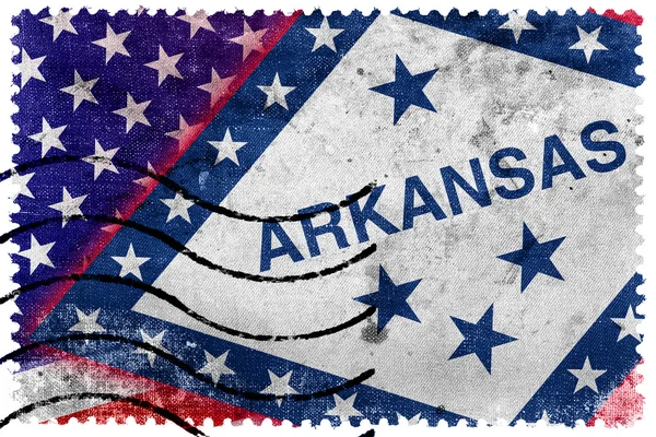 USA och Arkansas State flagga - gamla frimärke — Stockfoto