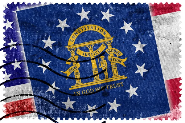 USA und Georgien Staatsflagge - alte Briefmarke — Stockfoto