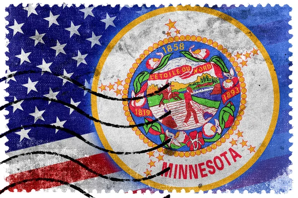 Флаг США и Миннесоты - старая почтовая марка — стоковое фото