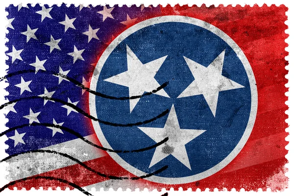 Bandera del Estado de Estados Unidos y Tennessee - sello postal antiguo —  Fotos de Stock