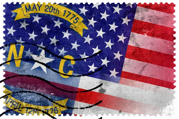 Флаг США и Северной Каролины - старая почтовая марка — стоковое фото
