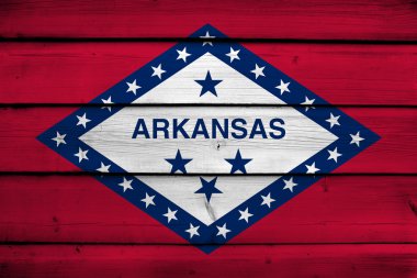 Arkansas Devlet bayrağı ahşap arka plan üzerinde