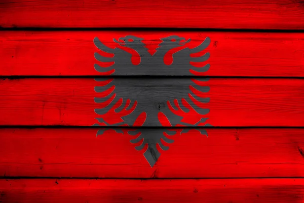 Albania Bandiera su fondo legno — Foto Stock