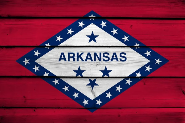 Arkansas State flagga på trä bakgrund — Stockfoto