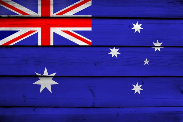 Bandera de Australia sobre fondo de madera — Foto de Stock