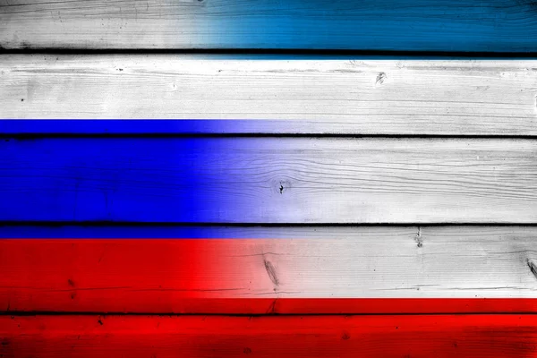 Bandera Rusia Sobre Fondo Madera —  Fotos de Stock