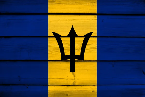 Barbados Flagge auf Holz Hintergrund — Stockfoto