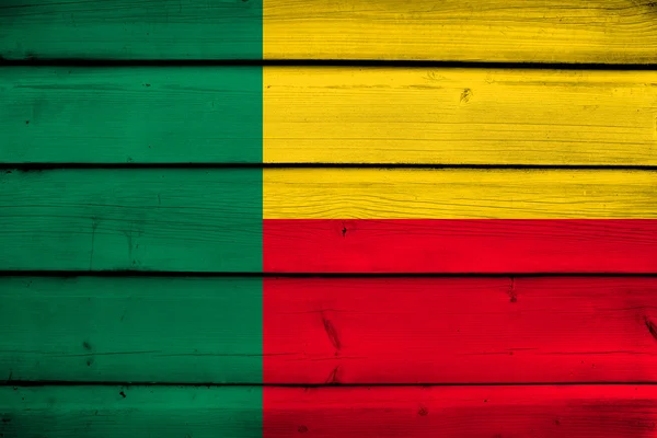 Benin Flagge auf Holz Hintergrund — Stockfoto