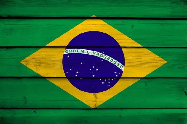 Brasilianische Flagge auf Holz Hintergrund — Stockfoto