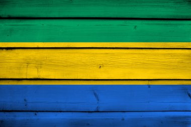 Gabon bayrak ahşap zemin üzerinde