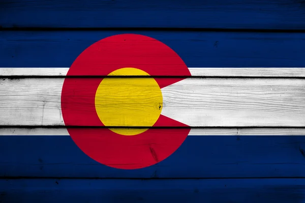 Colorado State Bandiera su sfondo legno — Foto Stock