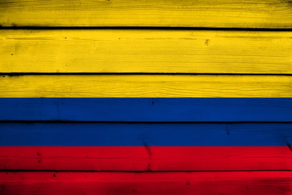 Colombie Drapeau sur fond bois — Photo