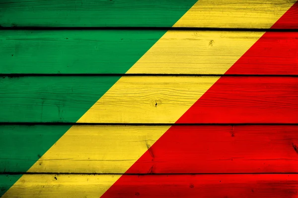 République du Congo Drapeau sur fond bois — Photo