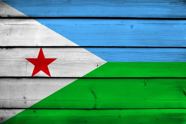 Djibouti Flag on wood background — Stock Photo, Image