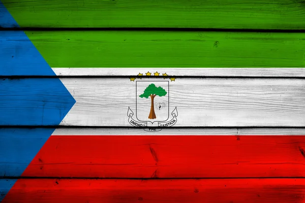 Equatorial Guinea Flag on wood background — Stock Photo, Image