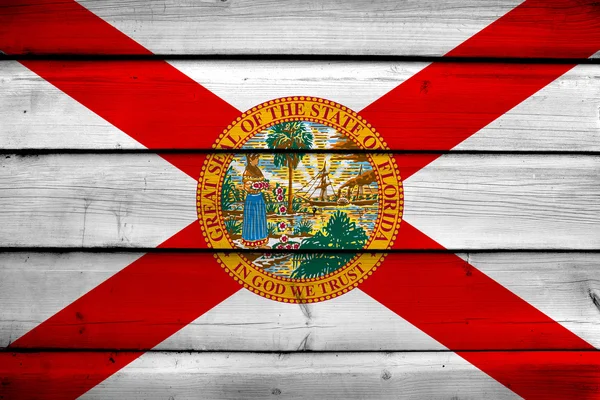 Bandera del Estado de Florida sobre fondo de madera — Foto de Stock
