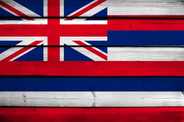 Hawaje flagi na tle drewna — Zdjęcie stockowe