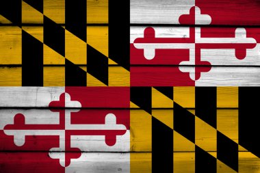 Maryland Devlet bayrağı ahşap arka plan üzerinde