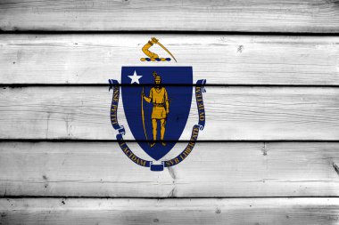 Massachusetts Devlet bayrağı ahşap arka plan üzerinde