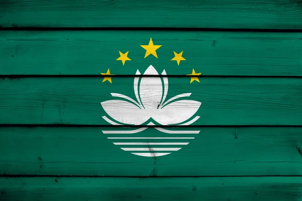 Macau Flag on wood background — Stock Photo, Image