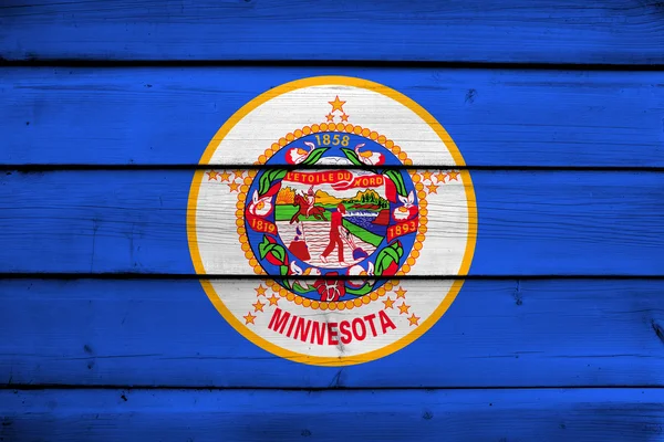 Minnesota State Drapeau sur fond de bois — Photo