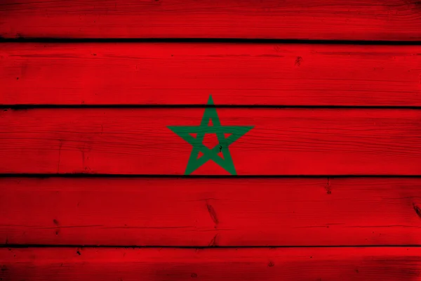Marrocos Bandeira sobre fundo de madeira — Fotografia de Stock