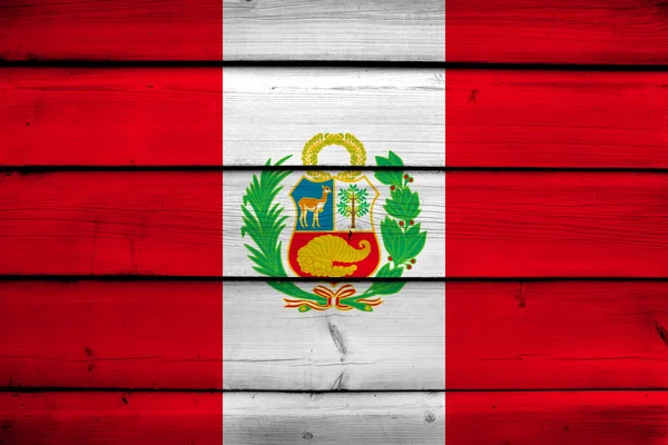 Peru Flag on wood background — Stock Photo, Image