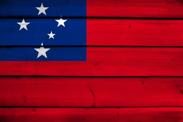 Bandera de Samoa sobre fondo de madera — Foto de Stock