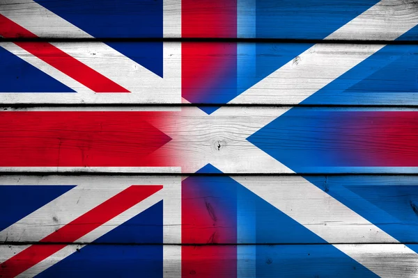 Scozia e Regno Unito Bandiera su fondo legno — Foto Stock