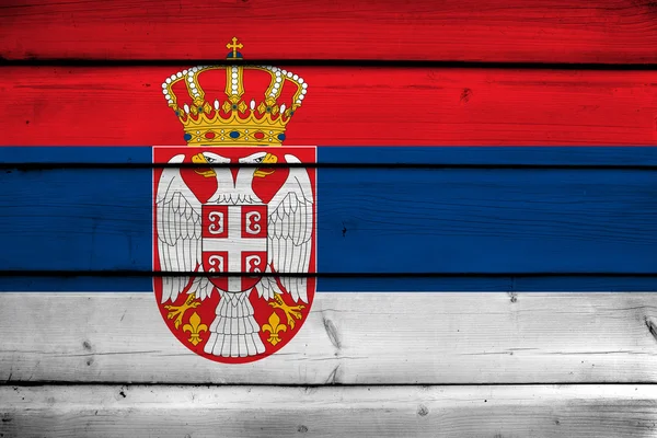 Serbia Flag on wood background — Stock Photo, Image