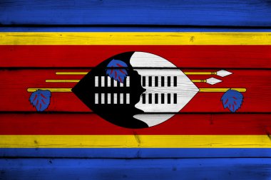 Svaziland bayrak ahşap zemin üzerinde