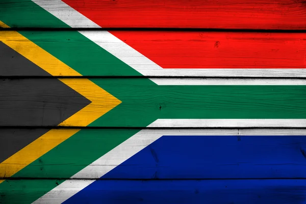 木製の背景に南アフリカ共和国の旗 — ストック写真