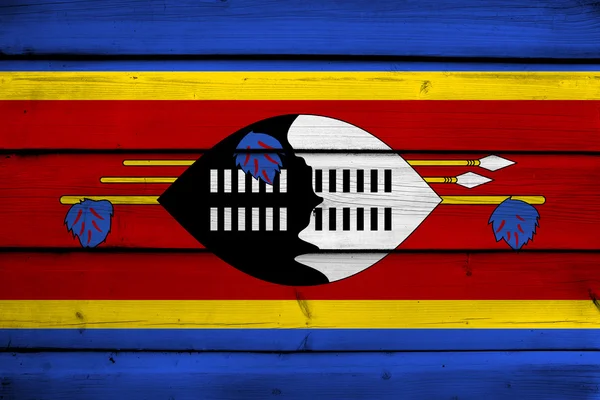 Swaziland vlag op hout achtergrond — Stockfoto
