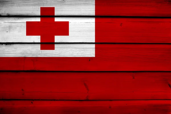 Tonga Flag on wood background — Stock Photo, Image