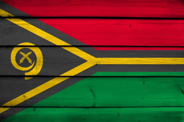 Bandera Vanuatu sobre fondo de madera — Foto de Stock