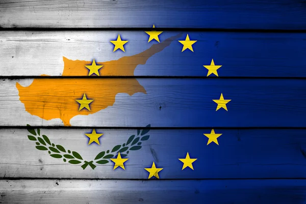 Kypr a vlajku Evropské unie na pozadí — Stock fotografie