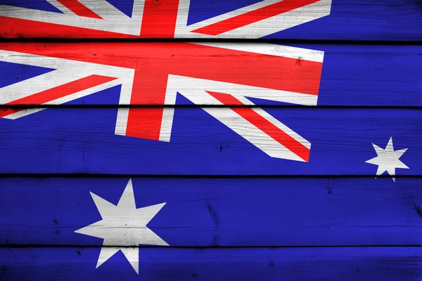 Bandera de Australia sobre fondo de madera — Foto de Stock